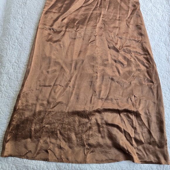 Everlane Satin Square Neck Midi Maxi Slip Dress Carob Brown Size 10 - Picture 6 of 16